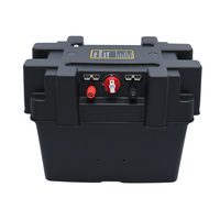 Caja de Batería Portátil de Plástico con Encendedor de Cigarrillos, Voltímetro USB, Conector Anderson e Interruptor Marino