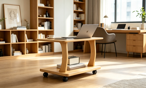 Modern Wood Coffee Table Scandinavian <b>Design</b> With Storage Movable Living Room Furniture - Product Image 3