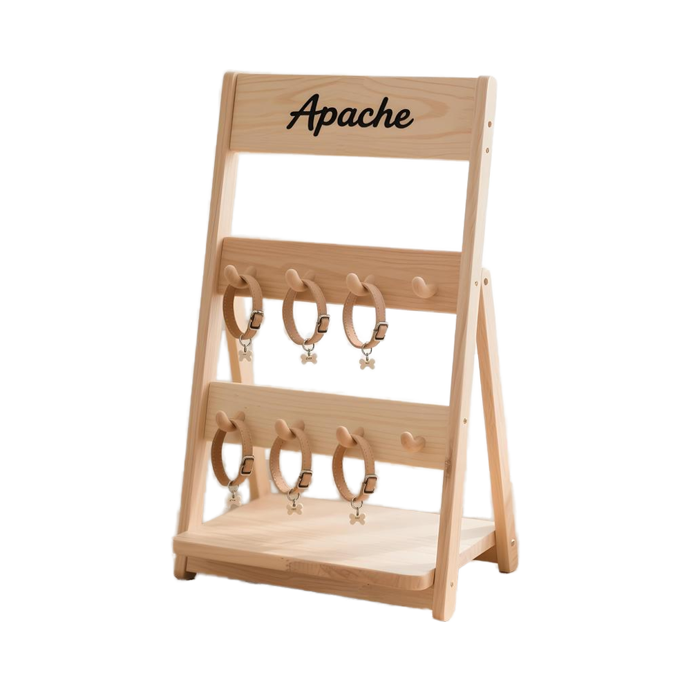 Apache Custom Wood Pet Collar Display Stand Racks for Pet Store& Supermarket & Pet Supplies