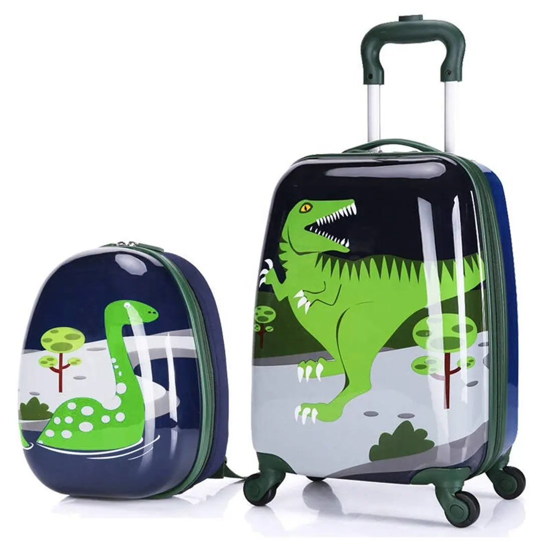 car set WCK Cartoon Kids Carry on Luggage Set Upright Rolling Wheels Travel Suitcase for Boys 