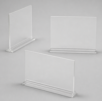 Support photo en acrylique double face transparent pour table, idéal pour numéros de table, cartes photo, cadeaux de mariage et événements.