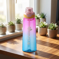Bouteille d'eau étanche en Tritan+PP avec couvercle à ouverture rapide et paille intégrée pour adultes - Idéale pour le camping, les voyages, la gym, le sport et les activités de plein air (sûre)