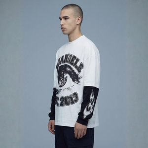 Camiseta de manga larga con estampado gráfico oversize de moda para hombre, estilo streetwear vintage con estampado de ojos, corte holgado, manga raglán, de algodón grueso. - Product Image 2