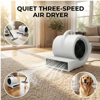 Souffleur d'air portable 2900W 220V 3 vitesses, silencieux, électrique, avec roues, poignée de transport et câble de 12m pour le séchage en construction