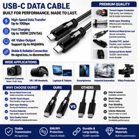 LUNG KAY 100W 5A USB 3.2 Gen 2x2 Kabel Tipe C dengan Pengunci Sekrup Tunggal 20Gbps Kabel Kecepatan Tinggi Aman untuk Kamera Industri VR