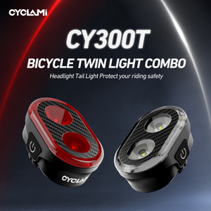 Ensemble de feux de vélo CYCLAMI CY300T, phare avant avec feu arrière, rechargeable TYPE-C, facile à installer, accessoires de vélo pour route et <span class=keywords><strong>VTT</strong></span> - Product Image 2