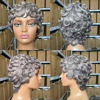 Perruque Courte en Cheveux Naturels du Cambodge 12A Sans Colle, Perruque Courte Brésilienne Noire pour Femme, Vente en Gros