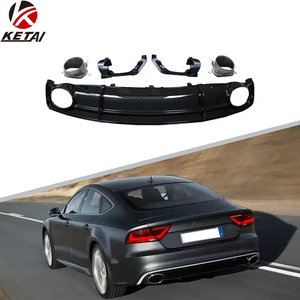 Lame de pare-choc arrière en PP pour AUDI A7, <span class=keywords><strong>noir</strong></span> brillant, avec tuyau de queue, modèle 2012 — 2015, <span class=keywords><strong>RS7</strong></span> - Product Image 2