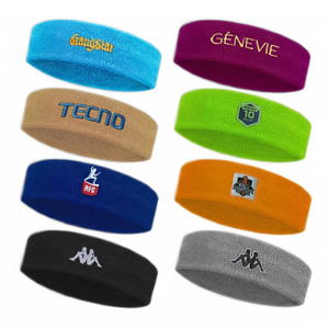 HB50052 Logo personnalisé Bandeaux de fitness Bandeaux de protection pour le <span class=keywords><strong>tennis</strong></span> sportif Bandeaux élastiques promotionnels avec broderie - Product Image 2
