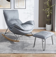 Fauteuil à bascule convertible moderne en similicuir, fauteuil Papasan avec structure en métal pour salon