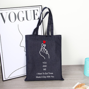 Bolsa de Mano de Lona Negra de Moda, Gran Capacidad, Logotipo Personalizado, Bolsa de Hombro de Algodón, Minimalista, Linda, para Compras, Regalo - Product Image 2