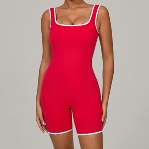 Combinaison de sport sans manches à double couche pour femme, écologique, séchage rapide, col rond, extensible dans quatre directions, respirante, pour la gym - Product Image 1