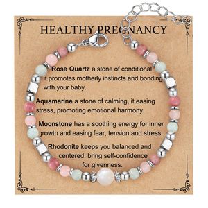 Bracelet pour femme en <span class=keywords><strong>pierre</strong></span> naturelle, cristal rose, perles bleu marine, perles carrées dorées, <span class=keywords><strong>pierre</strong></span> <span class=keywords><strong>de</strong></span> <span class=keywords><strong>lune</strong></span>, bracelet cadeau - Product Image 2
