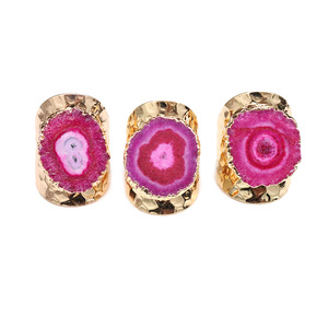 Anillos de Ágata Natural de Alta Calidad, 100% Naturales, Geoda Irregular, Piedra Genuina con Orificio, Anillo de Cristal Rojo Rosa para Mujer, Ajustable - Product Image 4