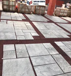 中国路缘石天然白色灰色花岗岩平板瓷砖喷砂灰色花岗岩毛坯最便宜出售