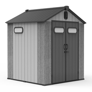 Caseta de Almacenamiento Multiusos para Exteriores de 6x6 Pies, con Puertas con Cerradura y Ventana de Ventilación, para Bicicletas y Cortadoras de Césped - Product Image 1