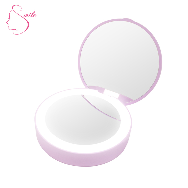 Portable Powerbank with Mirror 3000mAh Charger 1x/5x Magnified Compact Mirror with Lights