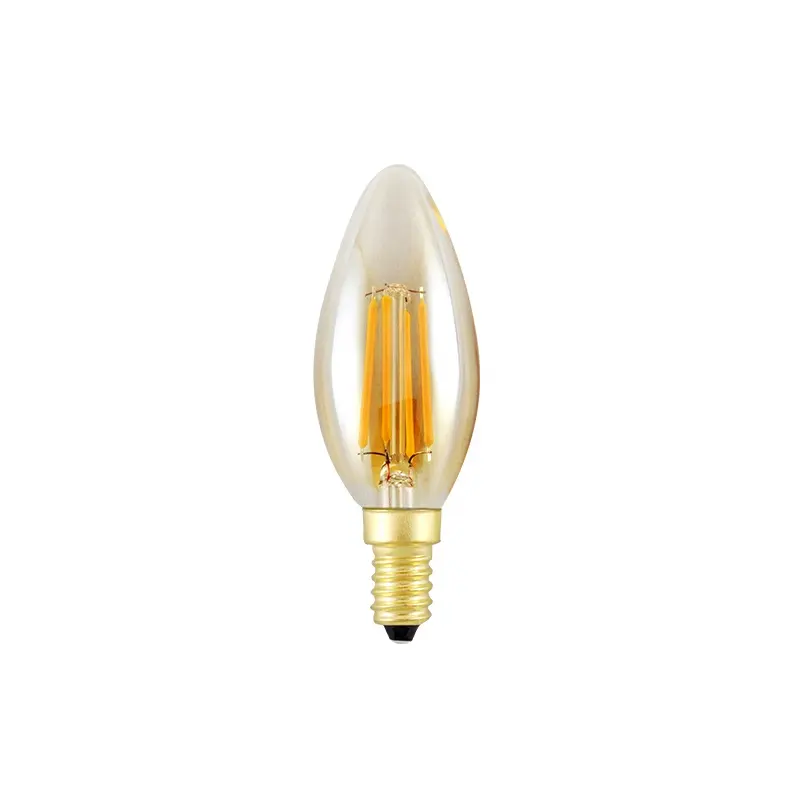 Decorativo antico bulbo caldo bianco filamento 2W 4W 6W E14 C35 chiaro ambra lampada a filamento a Led per lampadari