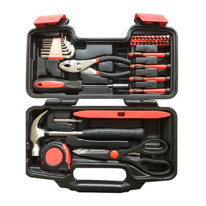 Ensemble d'outils de 39 pièces en acier au carbone pour la réparation à domicile avec tournevis, clé, marteau, ciseaux, ruban à mesurer - Product Image 1