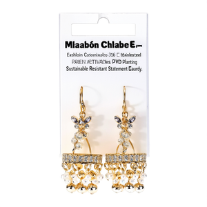 Boucles d'oreilles pendantes tendance en acier inoxydable 316L plaqué or PVD, bijoux statement durables et résistants - Product Image 2