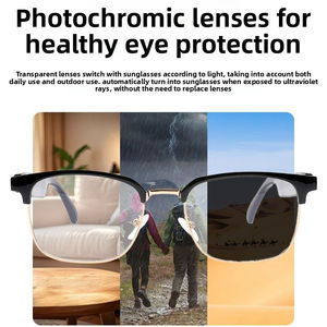 Lunettes intelligentes à commande tactile, traduites par l'IA, étanches IP67, cadre PC+ABS, lentille à <span class=keywords><strong>changement</strong></span> de couleur, double canal, musique, appels - Product Image 3