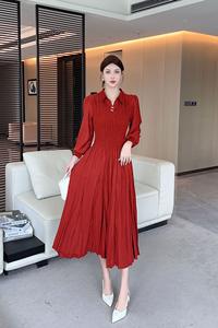 Custom Length Miyake plissettato <span class=keywords><strong>abiti</strong></span> da donna <span class=keywords><strong>su</strong></span> <span class=keywords><strong>misura</strong></span> con colletto con maniche a frange tinta unita ampio abito da ufficio casual - Product Image 4