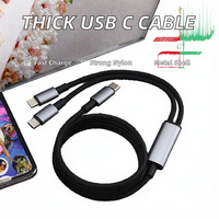 Cable de Carga Rápida USB C a C 2 en 1, Cable de Carga Tipo C Multifunción con Trenzado de Nailon para Teléfono