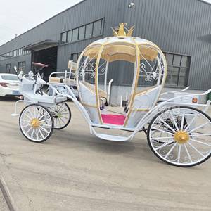 Chariot électrique blanc en forme de citrouille avec roues à couronne dorée, frein hydraulique et suspension en acier à ressorts pour transport extérieur - Product Image 5