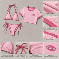 Groothandel op maat gemaakte bikini's met eigen label en digitale print voor merkcollectie, op maat gemaakte bikini's strandkleding