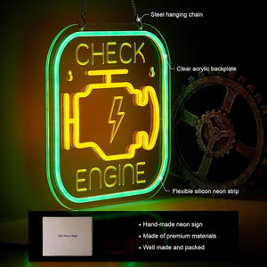 Enseigne néon LED 'Check Engine' pour garage, enseigne lumineuse '<span class=keywords><strong>Moteur</strong></span>', <span class=keywords><strong>d</strong></span>écoration murale pour <span class=keywords><strong>atelier</strong></span> de réparation automobile, 'Man Cave', salon masculin et <span class=keywords><strong>atelier</strong></span> - Product Image 3
