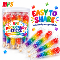 Bâtonnets de sucre multicolores fantaisie pour café, bonbons de roche végétaliens emballés individuellement, bâtonnets de cristal en vrac