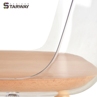 Nouveau design Pc siège en plastique transparent avec cadre en bois fauteuil restaurant salle à manger chaise en bois