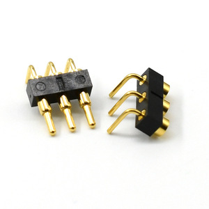 3-पिन राइट-एंगल पोगो पिन कनेक्टर-स्प्रिंग-लोडेड पुरुष/महिला प्लास्टिक आवास - Product Image 2