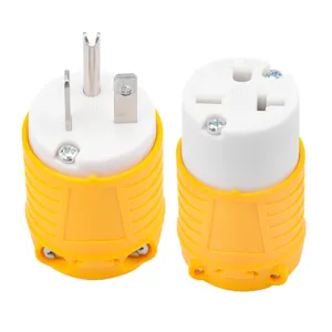 Yellow Replacement Plug and Socket Set 6-20P and NEMA 6-20R, 250V, 20A Straight Blade Plug