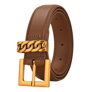 Cinturón de Cuero Vacuno Genuino de 3CM <span class=keywords><strong>para</strong></span> Mujer con Hebilla de Aleación, Cinturones Modernos <span class=keywords><strong>para</strong></span> Jeans, Pantalones y Vestidos - Product Image 1