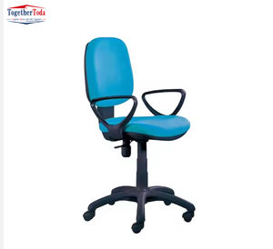 Modern Adjustable Height Blue Fabric <b>Office</b> Swivel <b>Chair</b> with Black Armrests Ideal for <b>Office</b> and Study Environments - Product Image 1