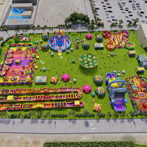 Parque <span class=keywords><strong>de</strong></span> Diversiones Inflable con Tobogán y Pista <span class=keywords><strong>de</strong></span> Obstáculos para Eventos al Aire Libre - Product Image 1