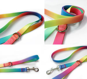 Regenbogen-PVC Freihändige Verstellbare Silikon-Hundeleine & Mehrfarbiges Polyester-Halsband-Set - Personalisierter Aufdruck - Product Image 3