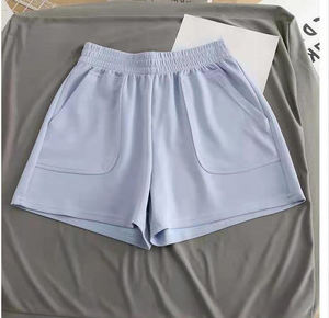 Pantalones cortos de tela polar de rizo de algodón informales de verano para mujer personalizados al por mayor pantalones cortos sueltos de cintura alta pantalones cortos frescos suaves - Product Image 2
