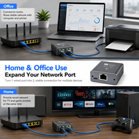 Répartiteur Ethernet Gigabit POE 1 entrée 2 sorties, commutateurs réseau 1000 Mbps, diviseur de port LAN RJ45 pour équipement de bureau à domicile