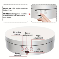Présentoir rotatif électrique 3 vitesses de 13,8 cm en ABS, support de bijoux pour photographie avec miroir, capacité de charge de 5,4 pouces / 6,6 lb