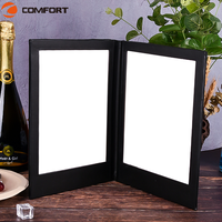 Haute Qualité Restaurant Bar Trois Page Deux Page Une Page En Cuir Illuminé LED Lumière Menu Couverture Titulaire Livre