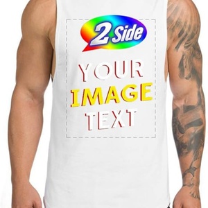 T-shirts formels sans manches en coton tricoté 100 % teint sur mesure, avec impression de votre design/image sur le devant, respirants, pour la gym - Product Image 2