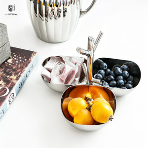 Bandeja en Forma de Rama con Tres Compartimentos, Acero Inoxidable 304 con Acabado Espejo, Almacenamiento de Aperitivos, Decoración para Mesa de Centro, Frutos Secos - Product Image 1
