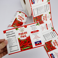 Autocollants personnalisés pour bouteilles d'épices froides pour sauce piquante Autocollant imperméable pour rouleau de confiture de pots alimentaires en vinyle en plastique étiquettes d'emballage imprimées