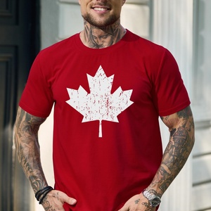Camiseta Gráfica 3D con la Bandera de Canadá para Hombre, 100% Algodón, Tejido de Punto, Secado Rápido, Manga Corta, Estilo Urbano, Logotipo Personalizado, Venta al Por Mayor - Product Image 3