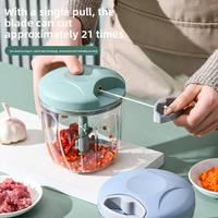 Mini Procesador de Alimentos Manual Portátil, Picador de Ajo con Cuerda, Cortador de Cebolla, Triturador de Frutas y Verduras