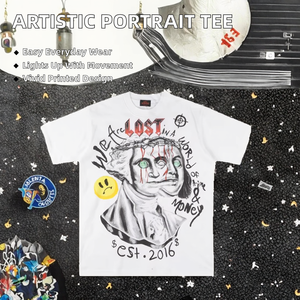 T-shirt décontracté à manches courtes pour hommes et femmes, motif artistique « Intricacy » (ou « Intricateur »), 100 % coton, 300 grammes, tricoté, design vierge imprimé - Product Image 2