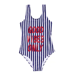 2021 high quality striped one piece baby swimsuit print bikini