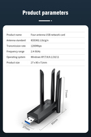 Orijinal fabrika 1200Mbps 4 antenler 2.4G 5Ghz Dual Band Wifi Usb adaptörü kablosuz sürücü ücretsiz ağ kartı için Windows 7 10 11
